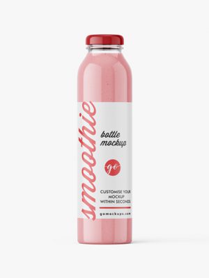 Red smoothie bottle mockup