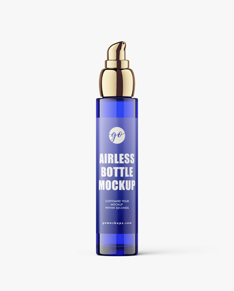 Glass bottle blue mockup with airless pump
