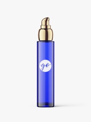 Glass bottle blue mockup with airless pump