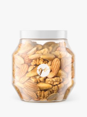 Plastic jar with nuts mockup #P0049