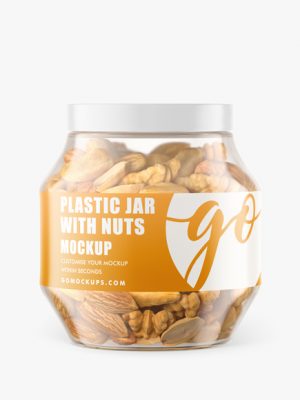 Plastic jar with nuts mockup #P0049